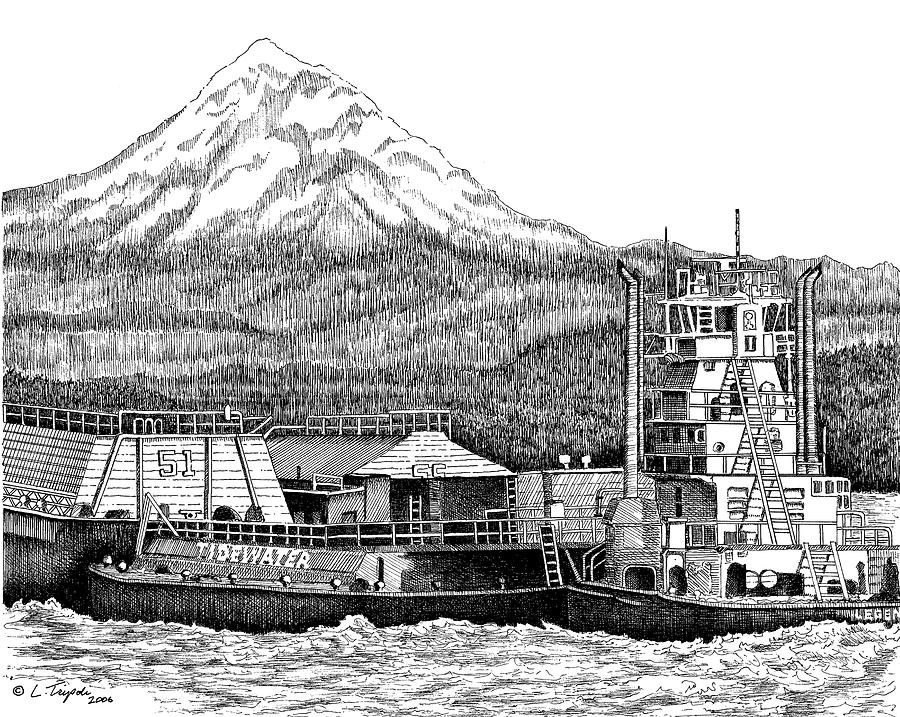 At Work on the Columbia Drawing by Lawrence Tripoli