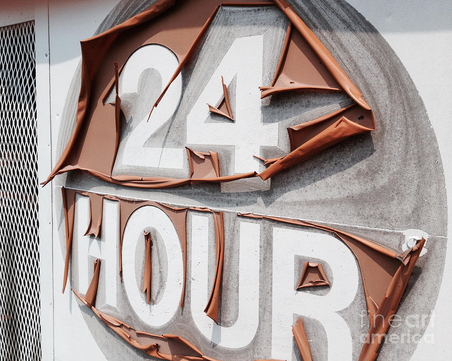 At Your Service 24 Hours - Old Sign Photograph by Jason Freedman