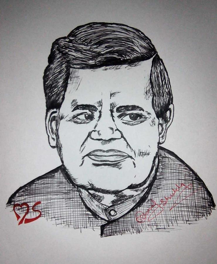 Atal Bihari Vajpayee Drawing By Manoj Shukla - Fine Art America