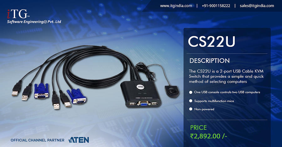 Usb Cable Photograph - ATENs 2 Port USB Cable KVM Switch - CS22U by Rohit Sharma