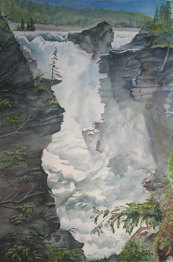 Waterfall Painting - Athabasca Falls Alberta by Debbie Homewood