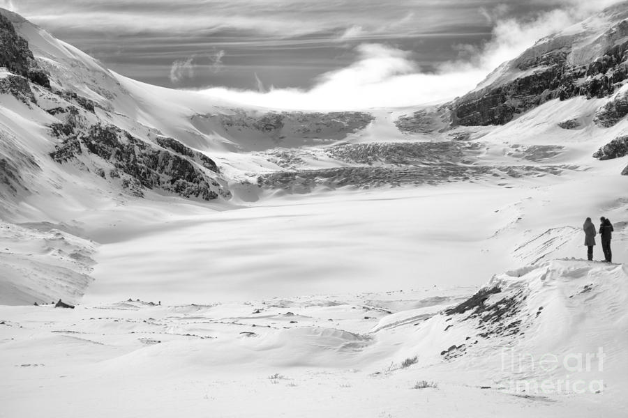 Athabasca Glacier At The Columbia Icefield Black And White Photograph by Adam Jewell