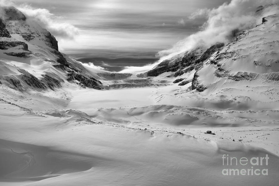 Athabasca Glacier Blues Black And White Photograph by Adam Jewell