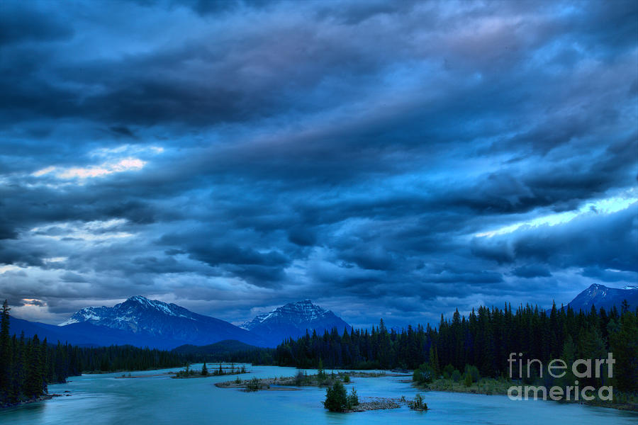 Athabasca River Stormy Sunset Photograph by Adam Jewell