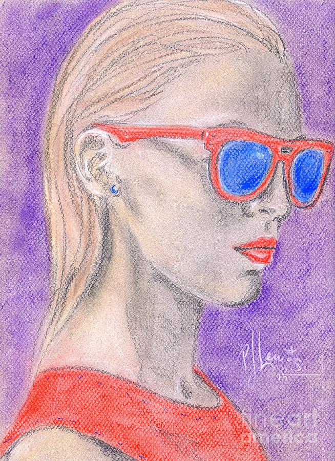 Pastel Portrait Drawing - Athena by PJ Lewis
