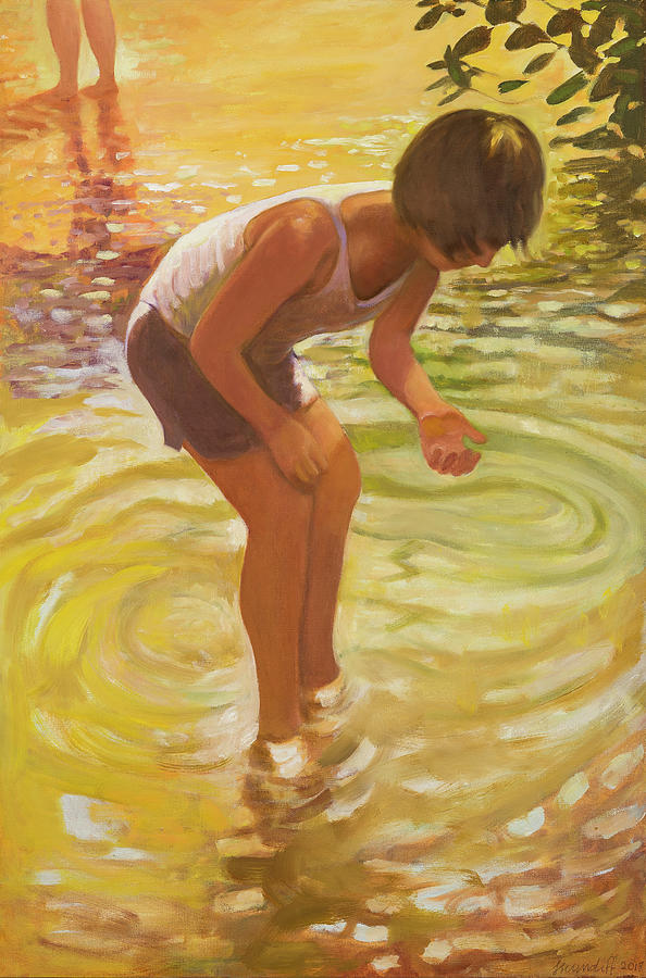 Athena Wading Painting by Laura Lee Cundiff