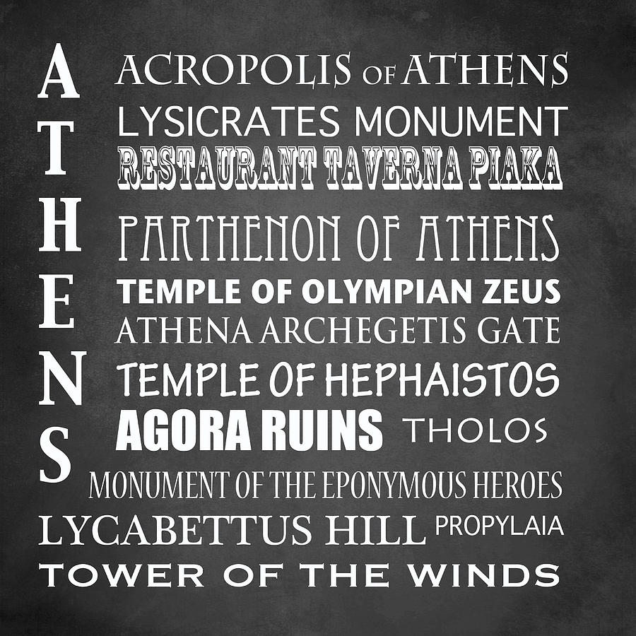 Athens Famous Landmarks Digital Art by Patricia Lintner