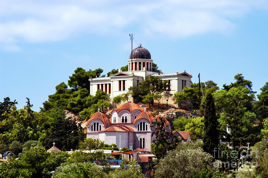 Athens National Observatory and Agia Marina Church Photograph by Bob Phillips