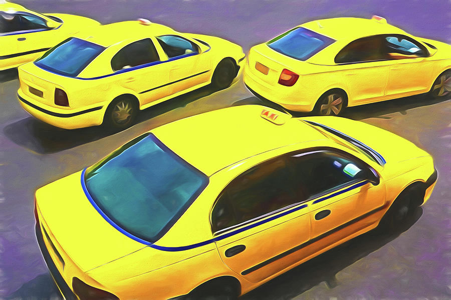 Athens Taxis Digital Art by Dennis Cox
