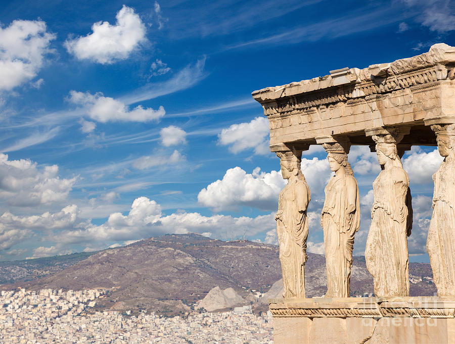 Athens - The statues of Erechtheion on Acropolis Photograph by Jozef ...