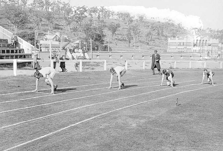 Athletics, North Hobart Oval. Shows Hobart High School In The Background, Tasmania C1912 Painting