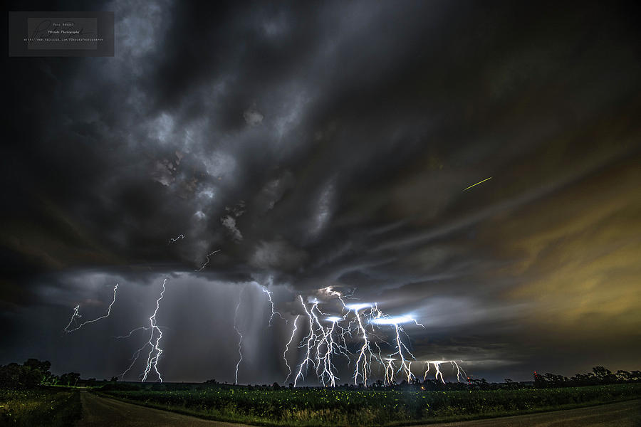 Lightning Photograph - Atkins, Iowa Lightning and Firelfy Composite by Paul Brooks