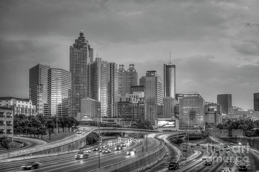 Atlanta 4 BW Downtown Cityscape Sunset Art Photograph by Reid Callaway