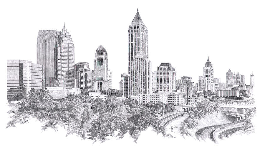 Atlanta Skyline Drawing Please note that the colors may very from the