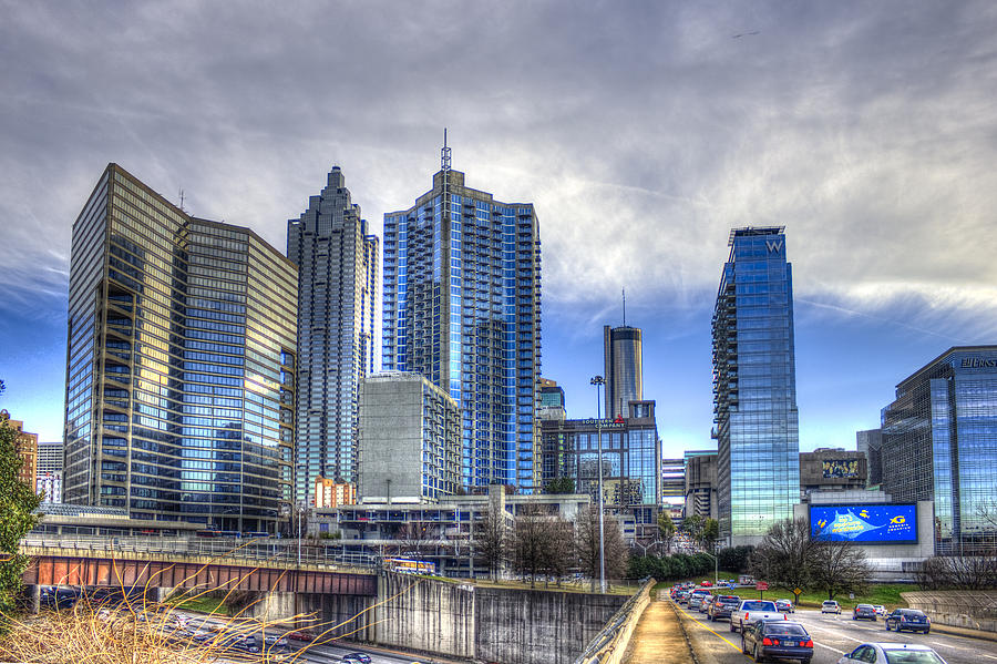 Skyscraper Photograph - Atlanta Blue Glass Reflections by Reid Callaway