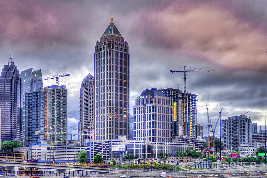 Atlanta Cityscape 5 Cranes Construction Skyscraper Art Photograph by Reid Callaway