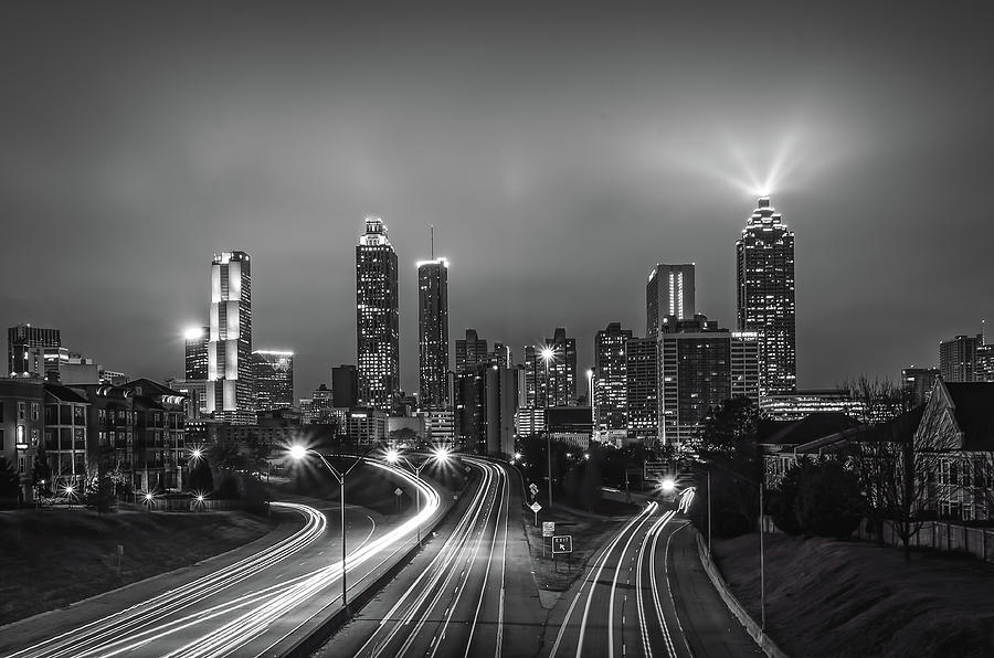 Atlanta Cityscape Black and White Photograph by John Kirkland