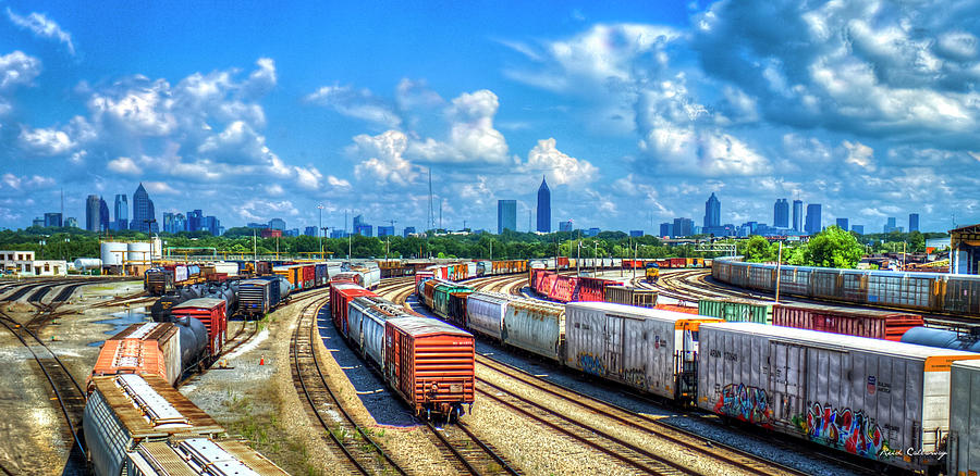Atlanta GA Historic Inman Intermodal Yard Cityscape Panorama TrainCar Parking Lot Architectural Art Photograph by Reid Callaway