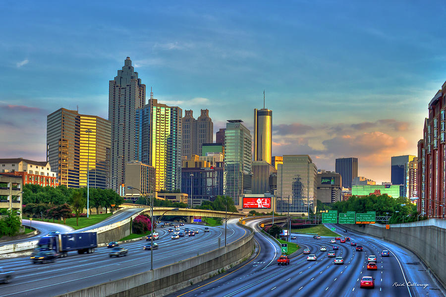 Atlanta GA Coca-Cola Sunset Atlanta Cityscape Reflections Architectural Art Photograph by Reid Callaway