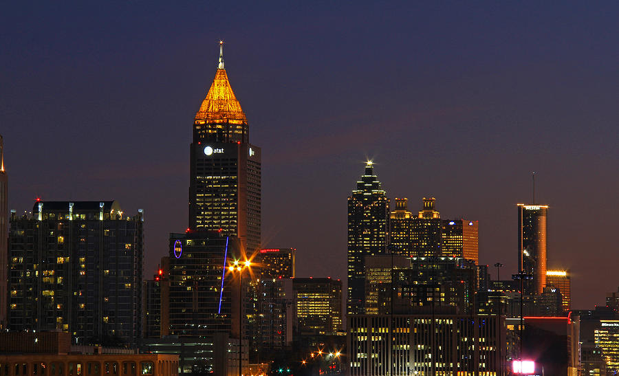 Atlanta - Downtown Night Shot Photograph by Richard Krebs