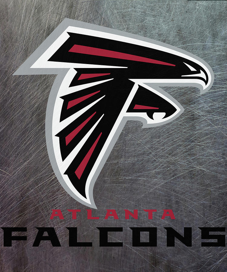 Atlanta Falcons on an abraded steel texture Mixed Media by Movie Poster Prints