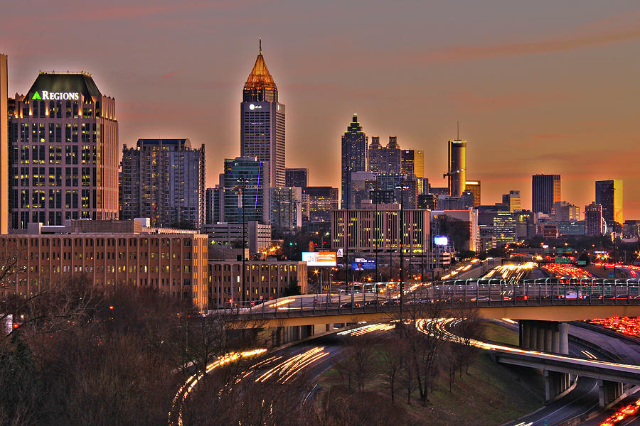 Atlanta, Georgia - Downtown @ Sunset Photograph by Richard Krebs