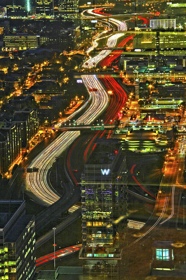 Atlanta, Georgia -  Freeway Light Trails Photograph by Richard Krebs