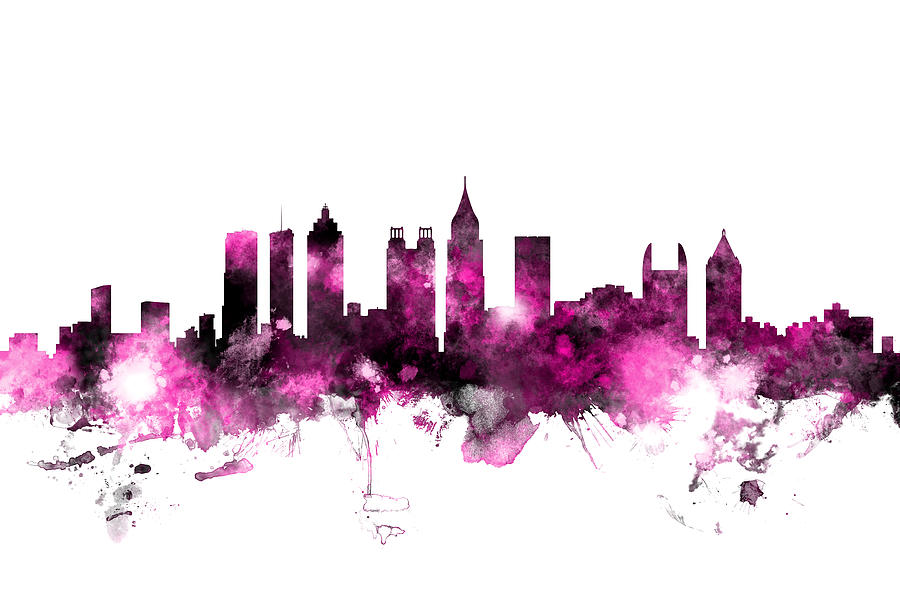Atlanta Georgia Skyline Pink Digital Art by Michael Tompsett