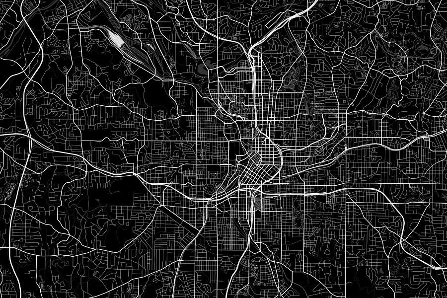 Atlanta Georgia USA Dark Map Digital Art by Jurq Studio - Fine Art America