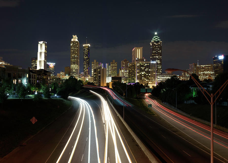 Atlanta Light Trails on Freedom Parkway Photograph by Rod Gimenez