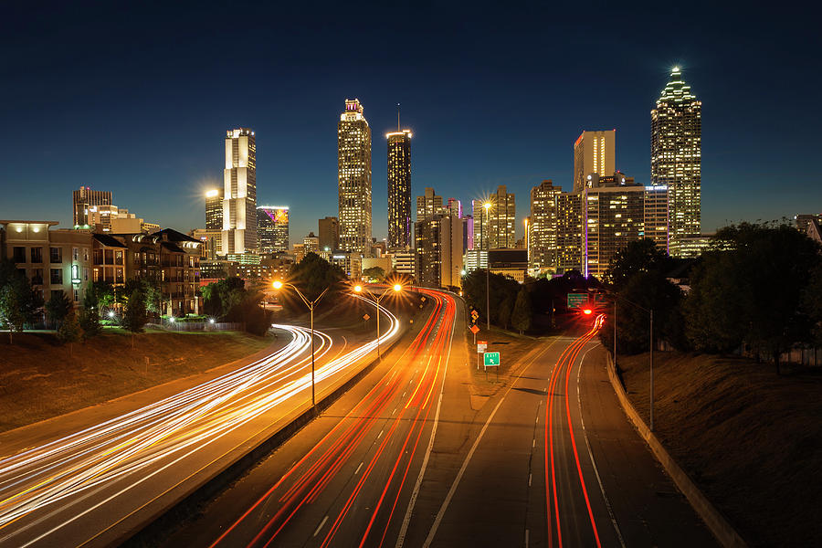 Atlanta Night Cityscape Photograph by Scott Slone