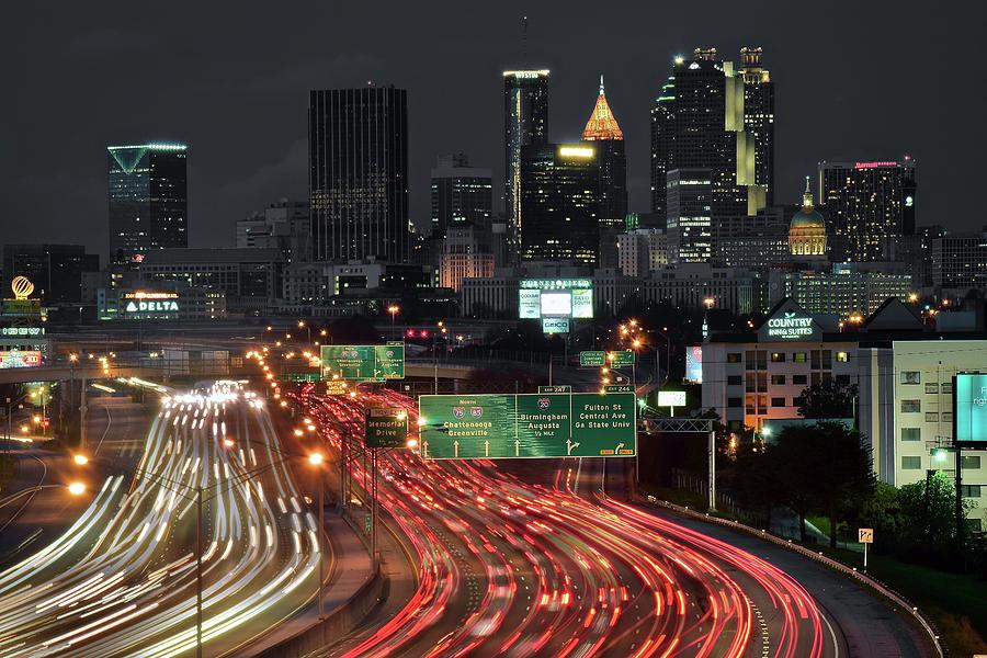 Atlanta Photograph - Atlanta Nightscape by Frozen in Time Fine Art Photography