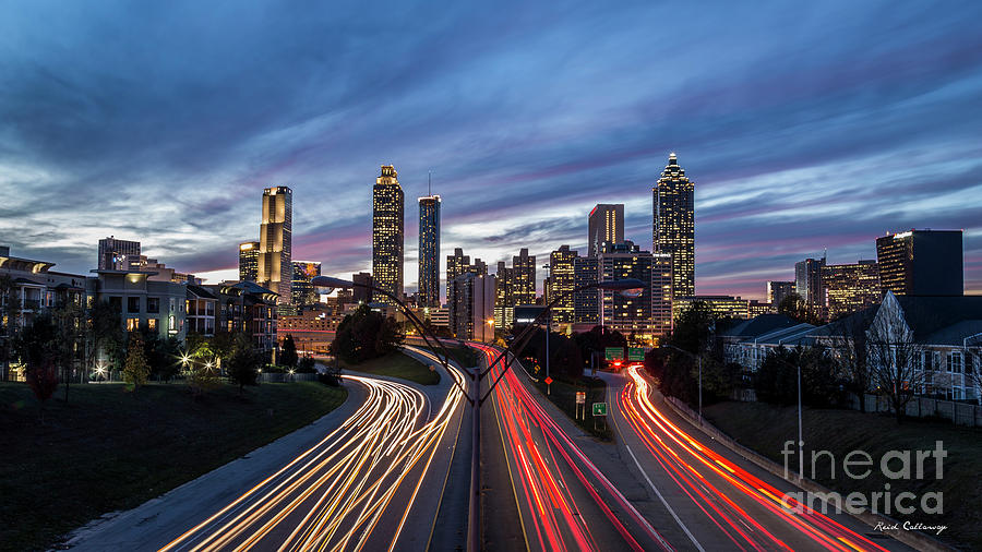 Skyscraper Photograph - Atlanta Nite Lights 9 Atlanta Sunset Cityscape Art by Reid Callaway