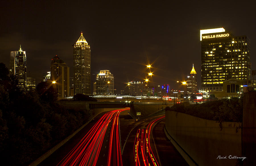 Atlanta Nite Works 2 Cityscape Night Art Photograph by Reid Callaway