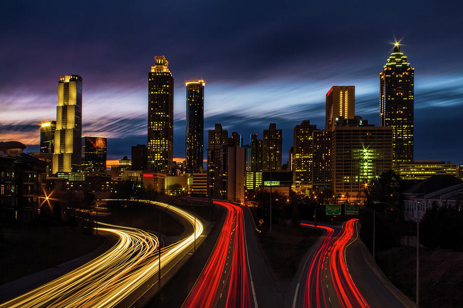 Atlanta Skline at Night Photograph by Mark Chandler - Fine Art America