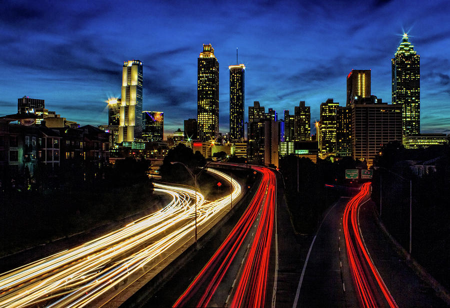 Atlanta Skyline at Night Photograph by Mark Chandler - Fine Art America