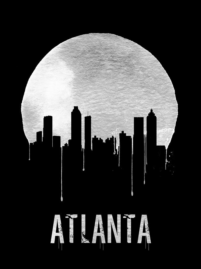 Atlanta Painting - Atlanta Skyline Black by Naxart Studio