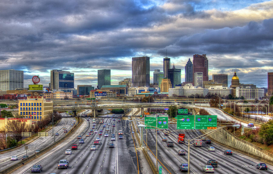 Car Photograph - Atlanta Skyline Cityscape 3 Downtown Atlanta Art by Reid Callaway