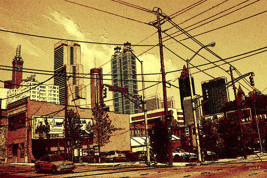 Atlanta Skyline 99 - Cola City Drawing by Peter Potter