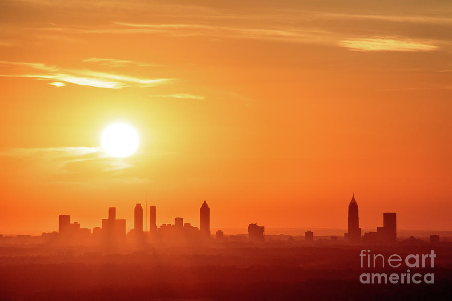 Atlanta Skyline Orange Sunset Photograph by Jennifer Ludlum