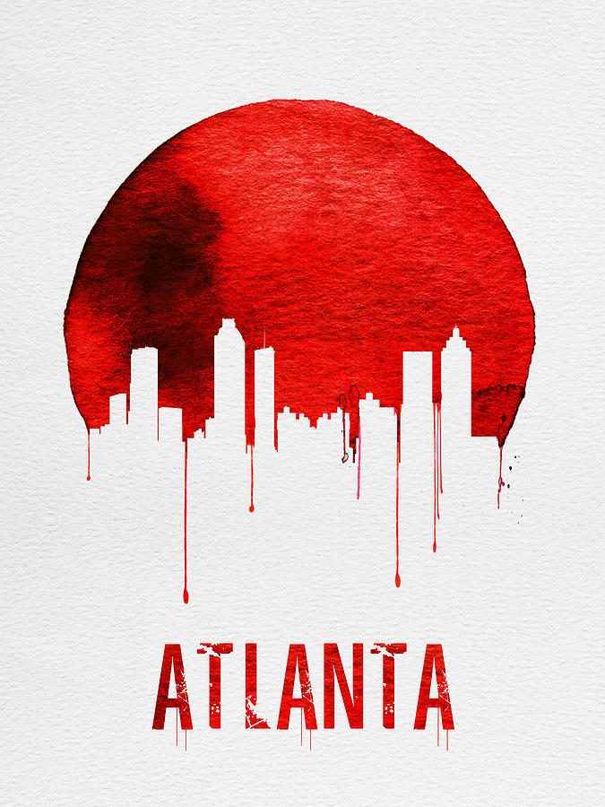 Atlanta Painting - Atlanta Skyline Red by Naxart Studio