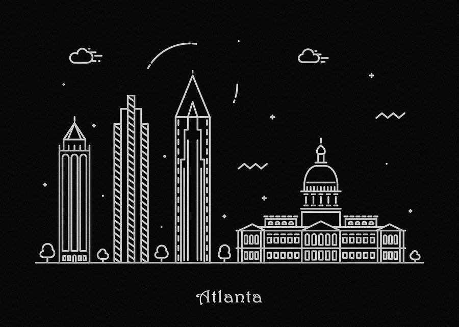 Atlanta Skyline Travel Poster Drawing by Inspirowl Design