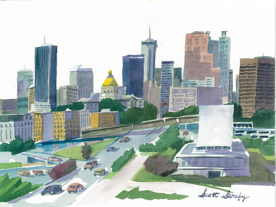 Atlanta Skyline with State Capitol Painting by Scott Serafy