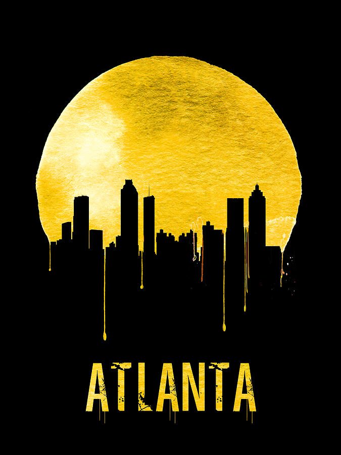 Atlanta Painting - Atlanta Skyline Yellow by Naxart Studio