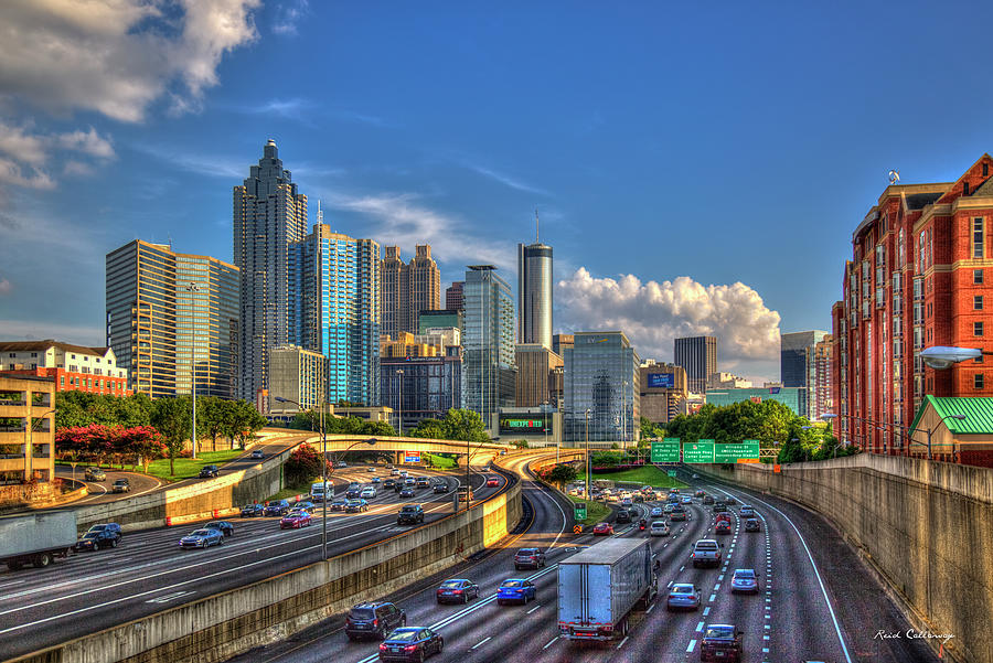 Atlanta GA The Capital Of The South Sunset 7 Architectural Cityscape Reflections Art Photograph by Reid Callaway