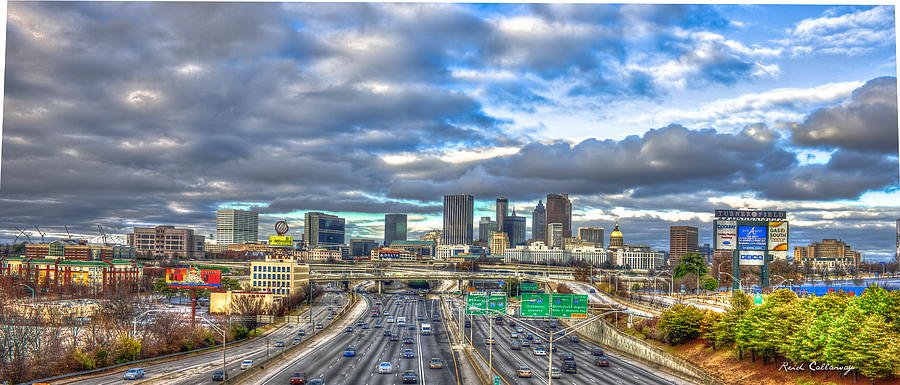 Car Photograph - Atlanta GA Downtown Panorama Cityscape Skyline Architectural Art by Reid Callaway