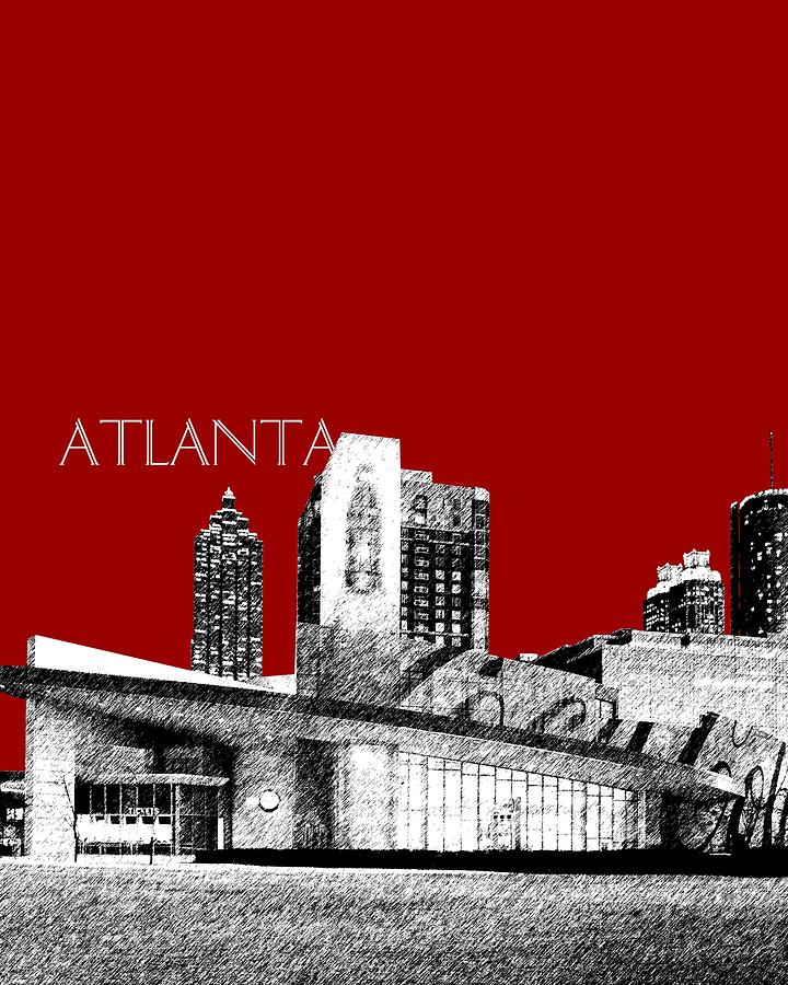 Architecture Digital Art - Atlanta World of Coke Museum - Dark Red by DB Artist
