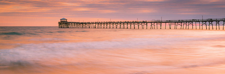 Atlantic Beach Fishing Pier in North Carolina Sunset Panorama Photograph by Ranjay Mitra