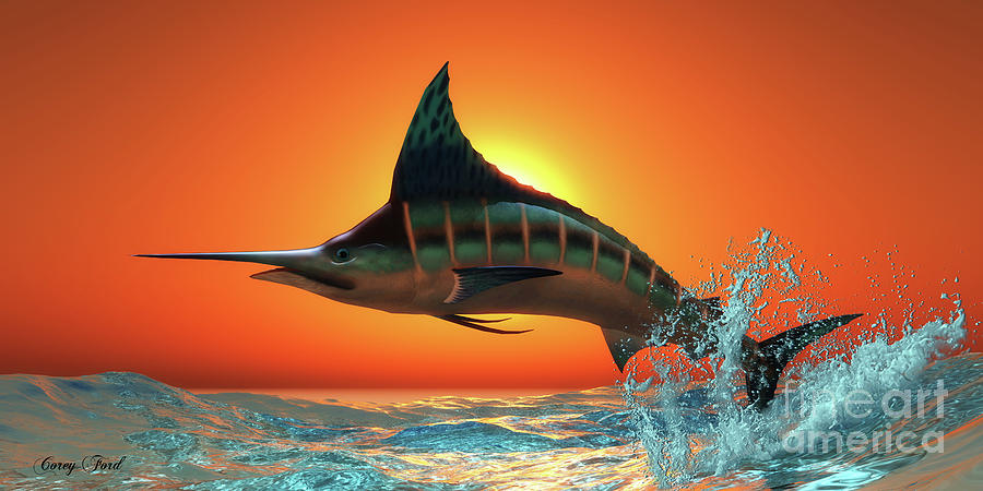 Atlantic Blue Marlin Digital Art by Corey Ford