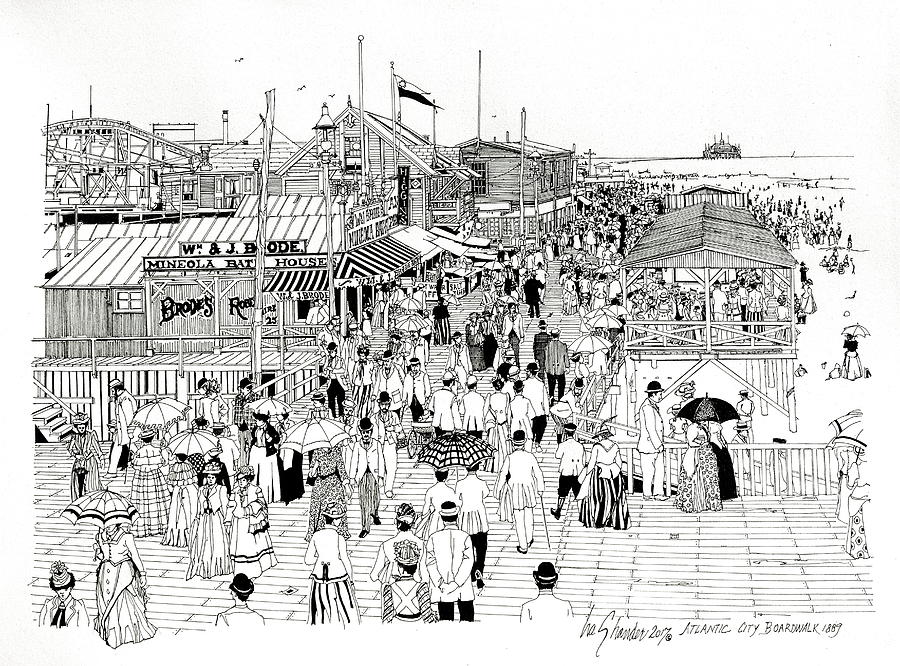 Atlantic City Boardwalk 1889 Drawing by Ira Shander